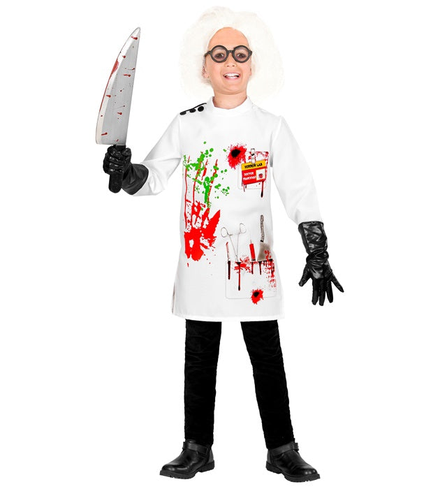 Mad Scientist Laborkittel mit Handschuhen für Fasnacht Kostüm