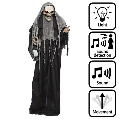 Boland Animierter Grim Reaper 180 cm – Halloween-Dekoration mit Bewegungssensor