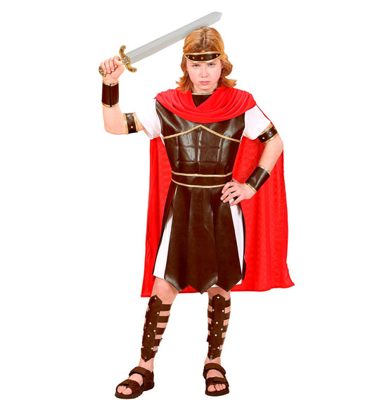 Herkules Kostüm Kinder Tunika mit Armatur, Gürtel, Umhang, Armbänder, Beinschützer, Kopfbedeckung 11-13 Jahre