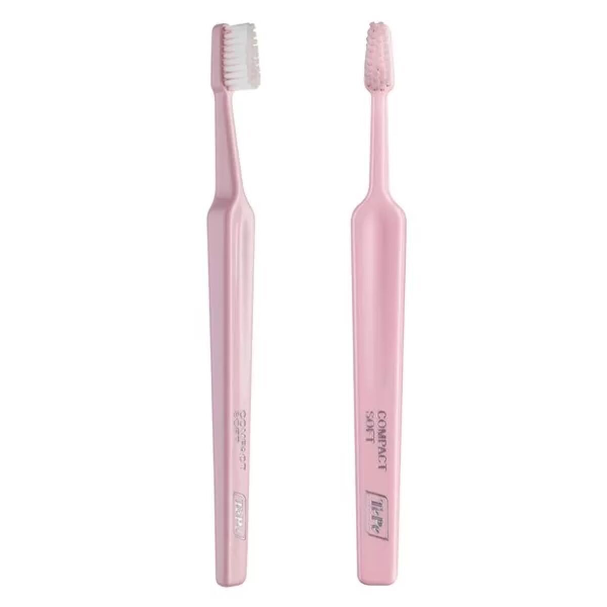 TePe Compact Soft Zahnbürste Hellrosa mit weichen Borsten – Rückansicht