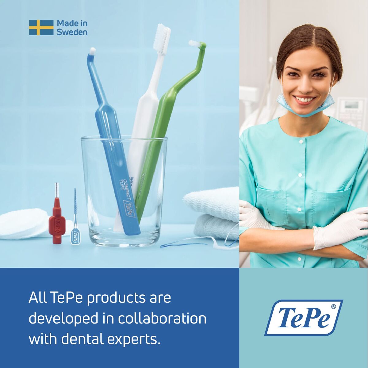 TePe Compact Soft Zahnbürste Hellrosa mit weichen Borsten – Detailansicht
