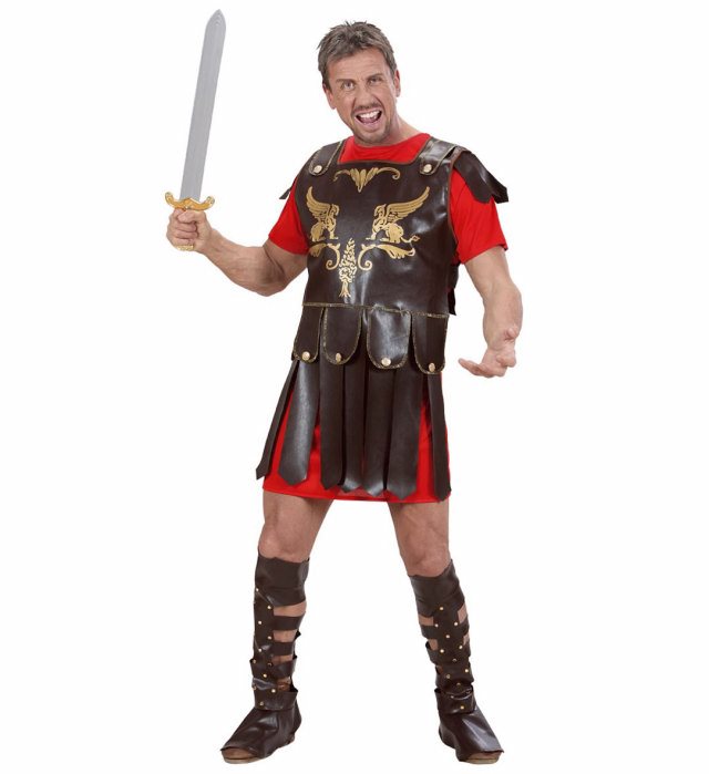 Gladiator-Kostüm mit Tunika, Rüstung und Stiefelüberziehern für Fasnacht
