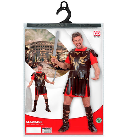 Gladiator-Kostüm mit Tunika, Rüstung und Stiefelüberziehern für Fasnacht
