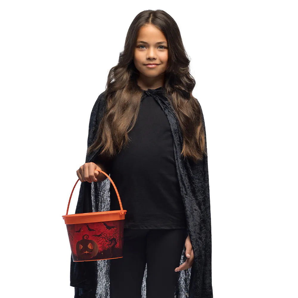 Holographischer Halloween Candy Bucket – Boland Kürbis Orange Eimer – Detailansicht