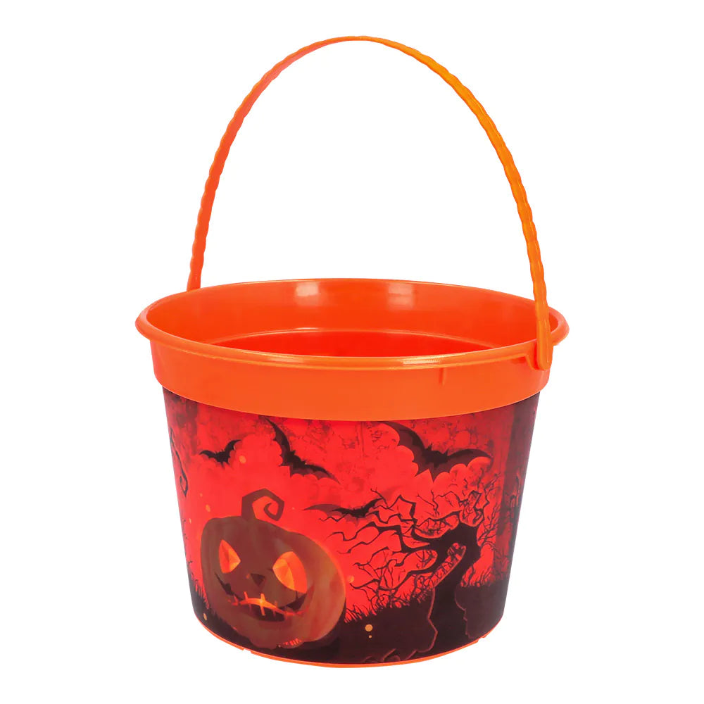 Holographischer Halloween Candy Bucket – Boland Kürbis Orange Eimer – Produktansicht