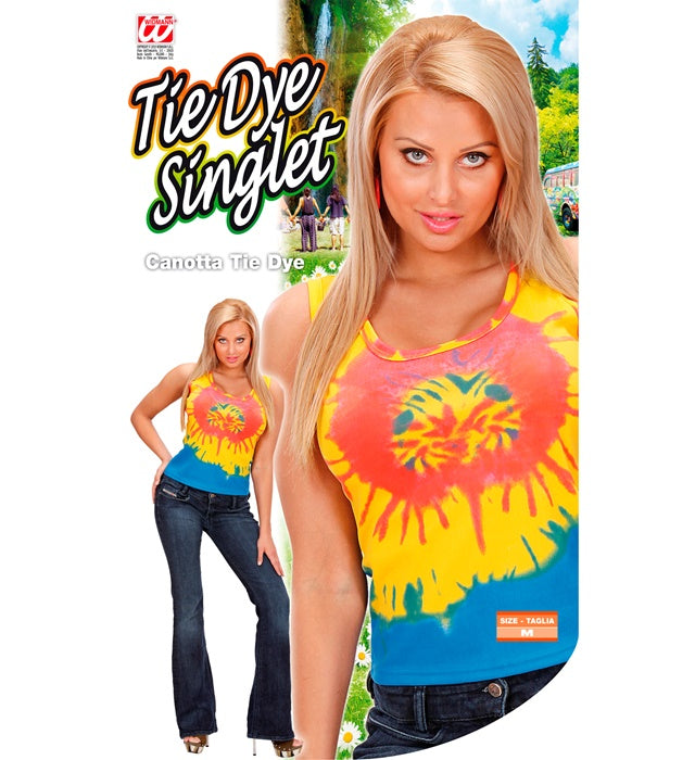 Buntes Tie Dye Tank Top mit Batik-Muster für Fasnacht und Mottoparty