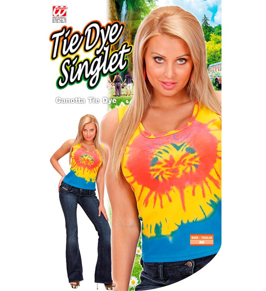 Buntes Tie Dye Tank Top mit Batik-Muster für Fasnacht und Mottoparty