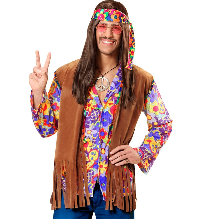 Hippie Weste mit passendem Stirnband in bunten Farben für Fasnacht