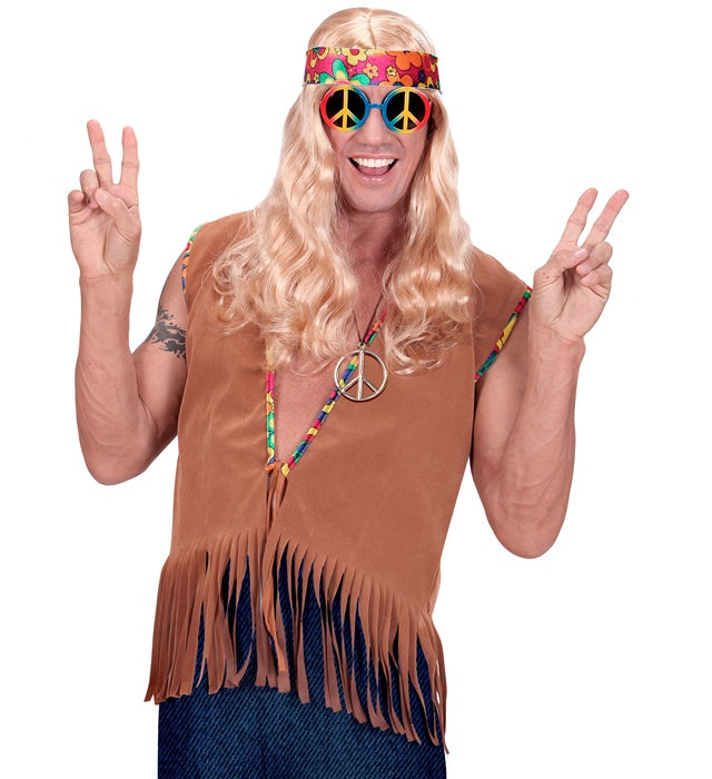 Hippie Weste mit passendem Stirnband in bunten Farben für Fasnacht