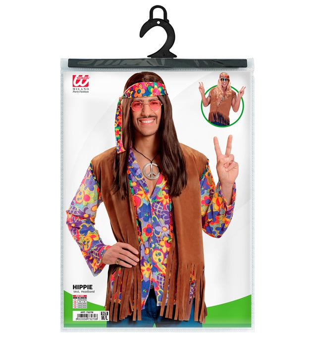 Hippie Weste mit passendem Stirnband in bunten Farben für Fasnacht