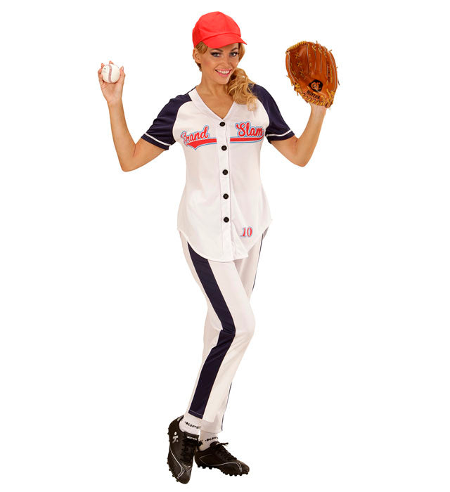 Baseball Spielerin Kostüm mit Bluse, Hose und Mütze