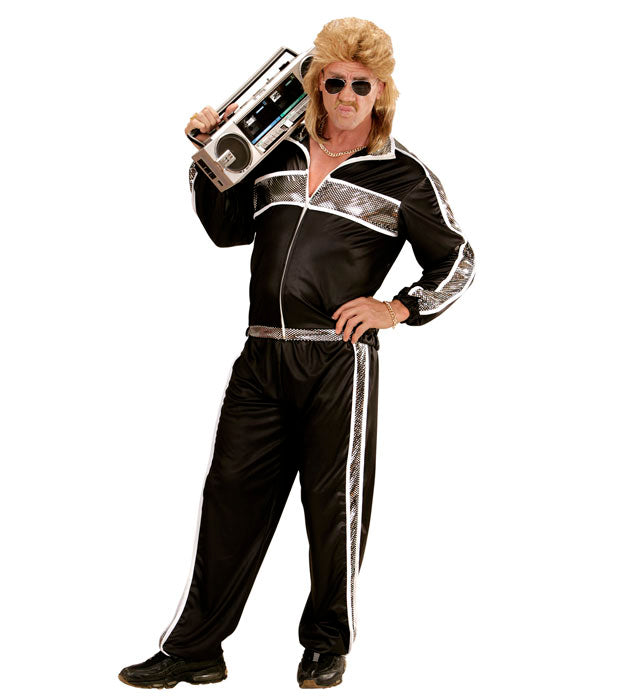 80er Jahre Trainingsanzug Oberteil und Hose im Retro Design für Fasnacht und Karneval