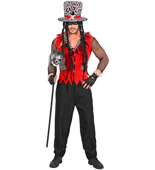 Voodoo Priester Kostüm mit Weste, Hose und Hut für Fasnacht und Karneval