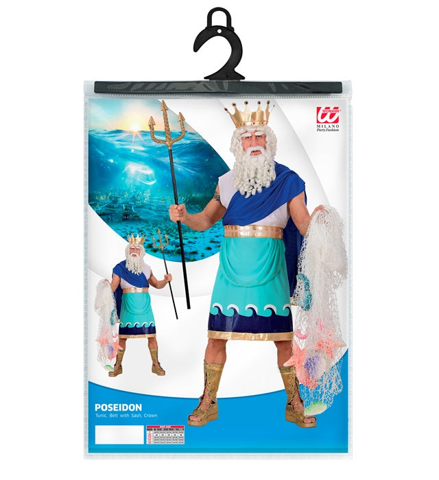 Poseidon Kostüm Set mit Tunika, Gürtel und Krone für Fasnacht