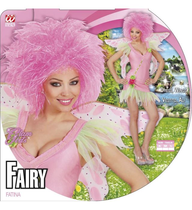 Rosa Fee Kostüm mit Kleid und Flügeln für Fasnacht