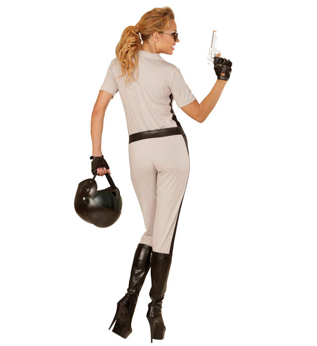 California Highway Patrol Officer Kostüm mit Overall, Gürtel und fingerlosen Handschuhen