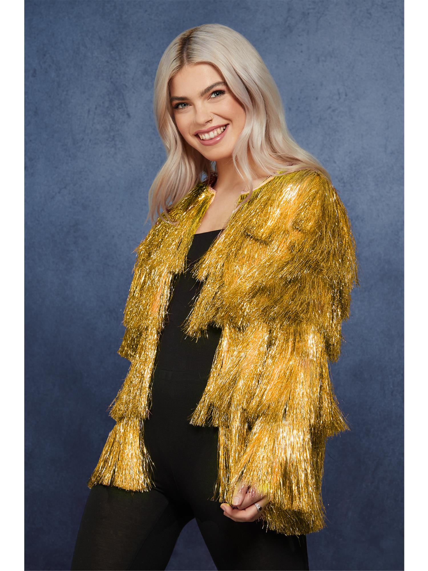 Smiffys Fever Tinsel Festivaljacke Gold für Damen