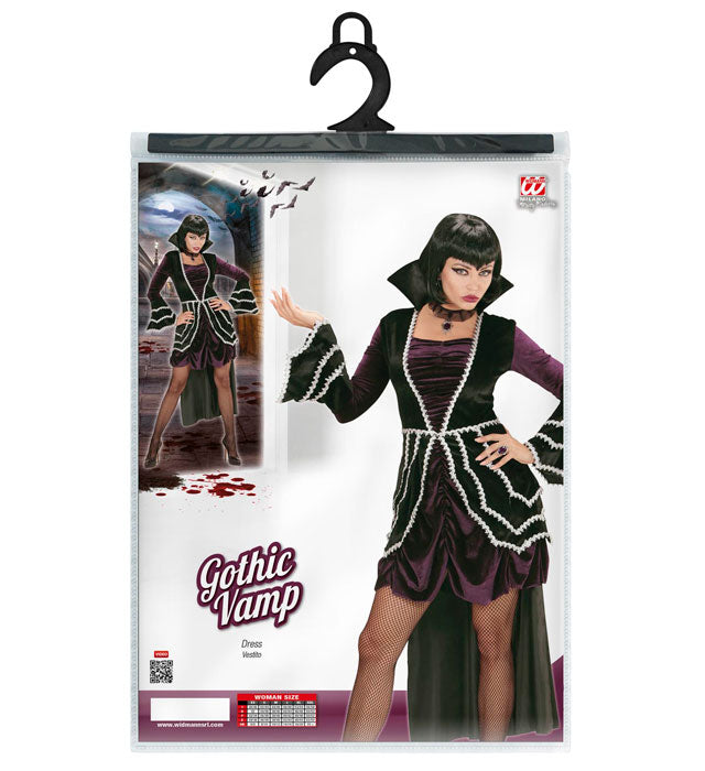 GOTH Vampirinnen Kleid in elegantem dunklen Design für Fasnacht