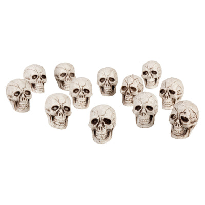 Boland Halloween-Tischdekoration Halloween Dekoration – Set 12 Mini Schädel 4x3cm Weiss