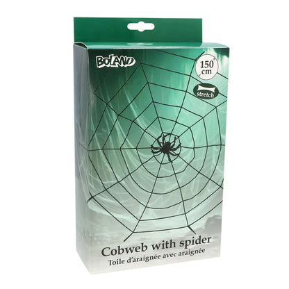 Boland Spinngewebe elastisch 150 cm mit Spinne Halloween Dekoration – Seitenansicht