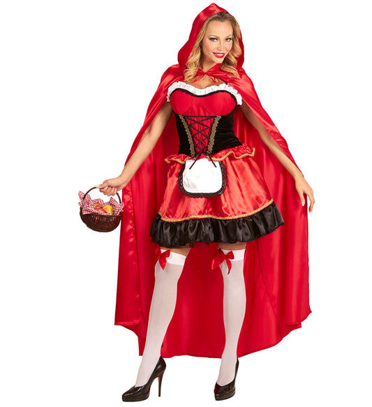 Rotkäppchen Kostüm mit rotem Kleid und Umhang mit Kapuze