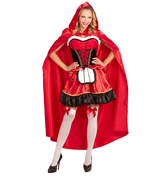 Rotkäppchen Kostüm mit rotem Kleid und Umhang mit Kapuze