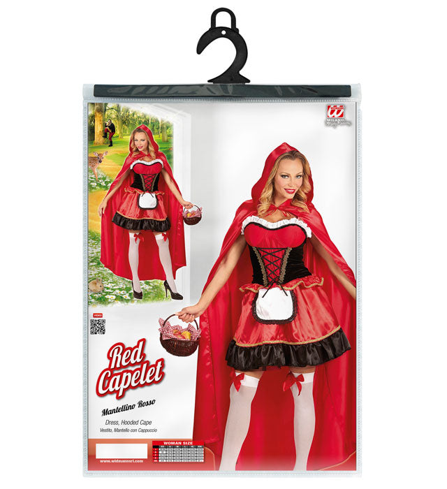 Rotkäppchen Kostüm mit rotem Kleid und Kapuzen-Umhang für Fasnacht