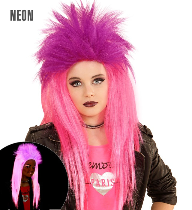 Punkadelic Perücke in Neon Pink und Violett für Fasnacht