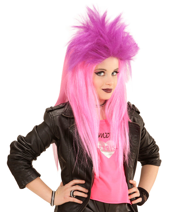 Punkadelic Perücke in Neon Pink und Violett für Fasnacht