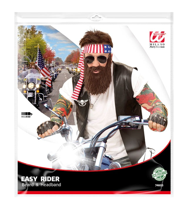 EASY RIDER Haarband und Bart Set für Fasnachtskostüm