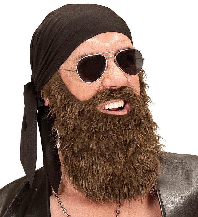 OUTLAW BIKER Bandana mit passendem Bart als Kostümzubehör