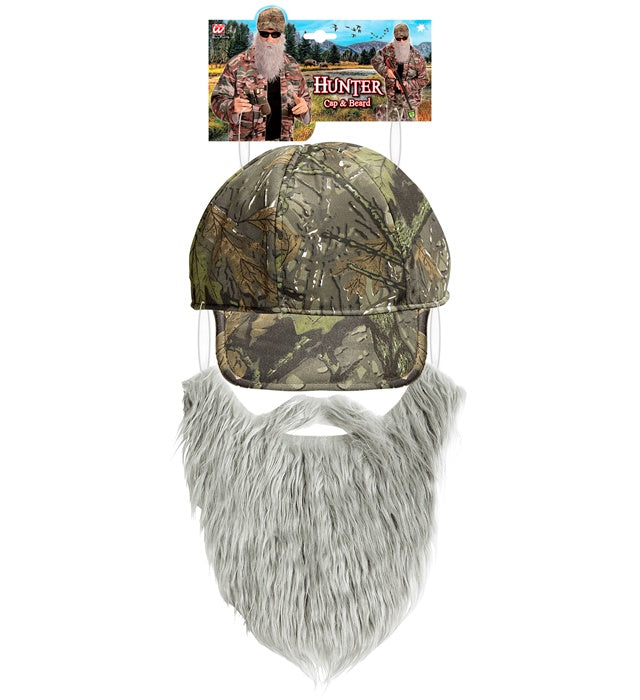 Hunter-Kappe mit Bart als Fasnacht-Accessoire