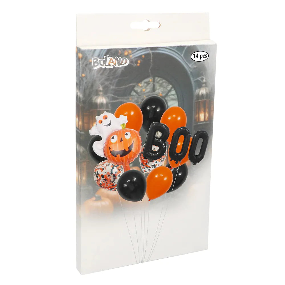 Ballon Set Halloween (2 Folienballons, 10 Latexballons, Strohhalm und Band 10m)