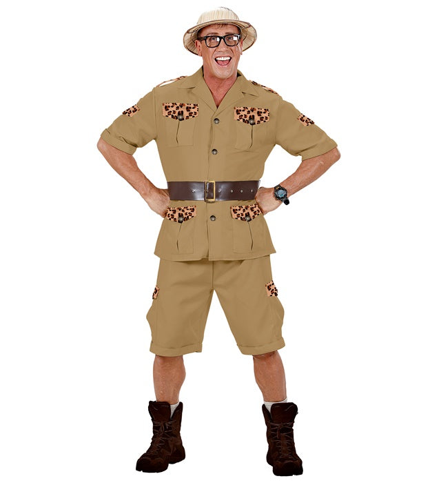 Safari-Kostüm mit Hemd, Shorts und Gürtel in beige für Fasnacht und Mottoparty