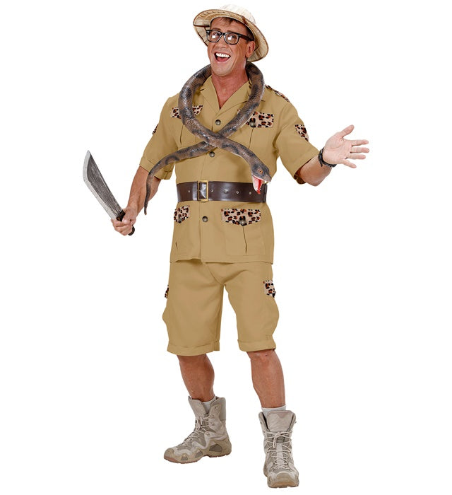 Safari-Kostüm mit Hemd, Shorts und Gürtel in beige für Fasnacht und Mottoparty