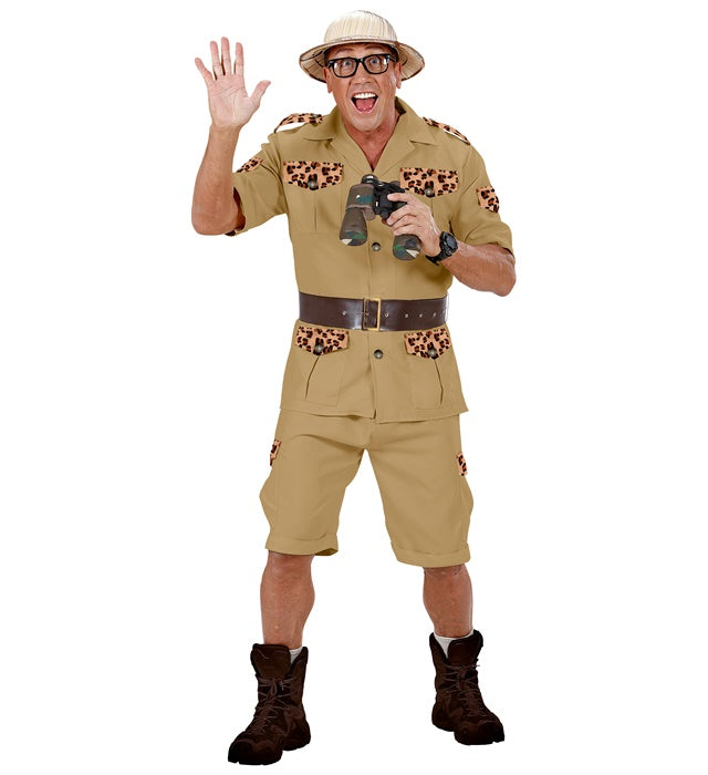 Safari-Kostüm mit Hemd, Shorts und Gürtel in beige für Fasnacht und Mottoparty