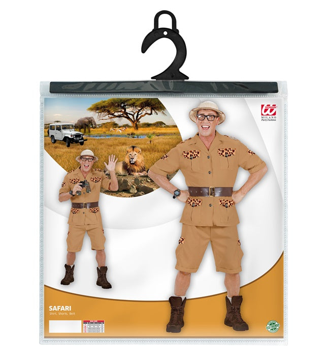 Safari-Kostüm mit Hemd, Shorts und Gürtel in beige für Fasnacht und Mottoparty