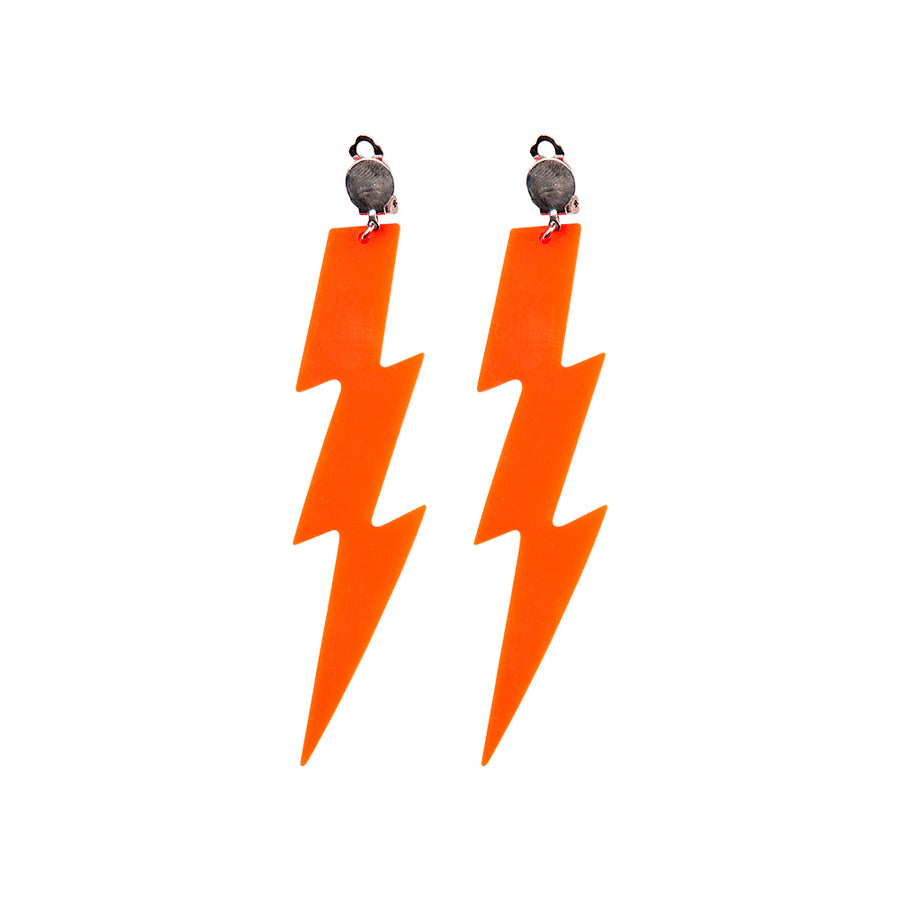Blitz-Ohrringe Neonorange 6 cm