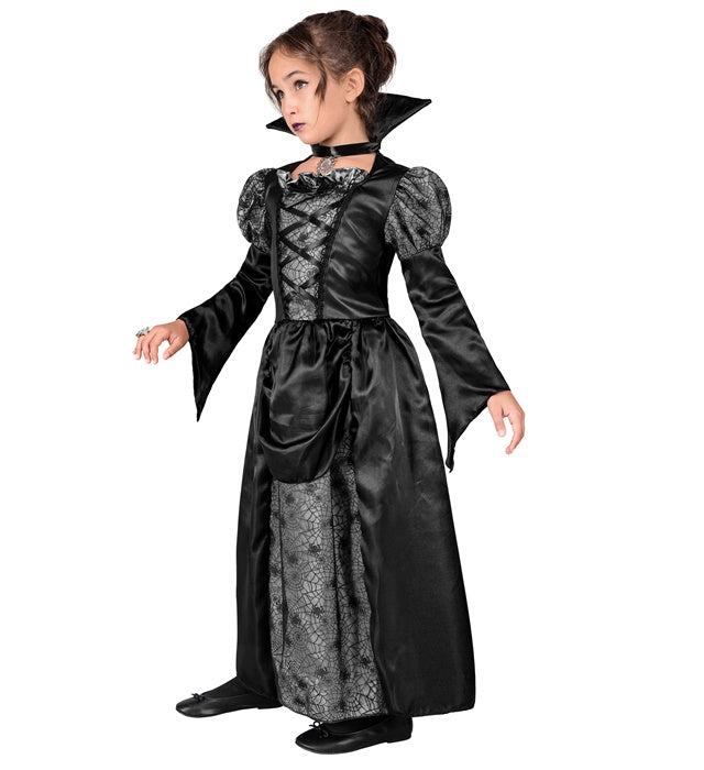 Elegantes schwarzes Vampirinnen-Kleid für Fasnachtskostüm