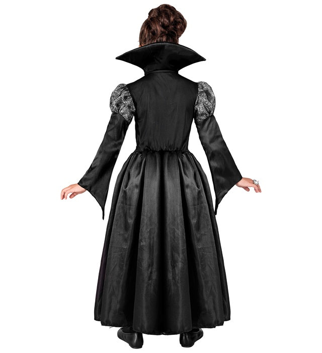 Elegantes schwarzes Vampirinnen-Kleid für Fasnachtskostüm
