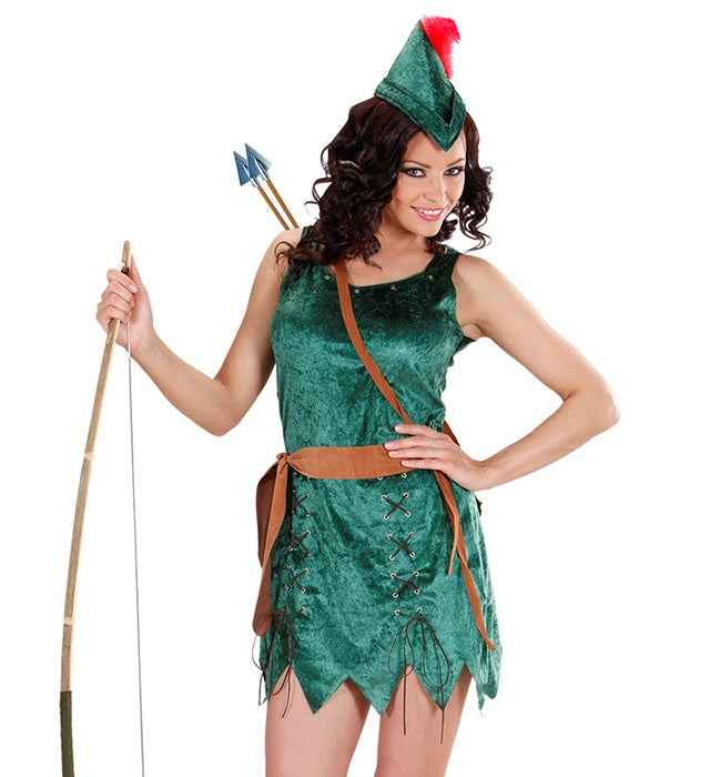 Robin of Sherwood Girl Kostüm bestehend aus Kleid, Gürtel und Hut