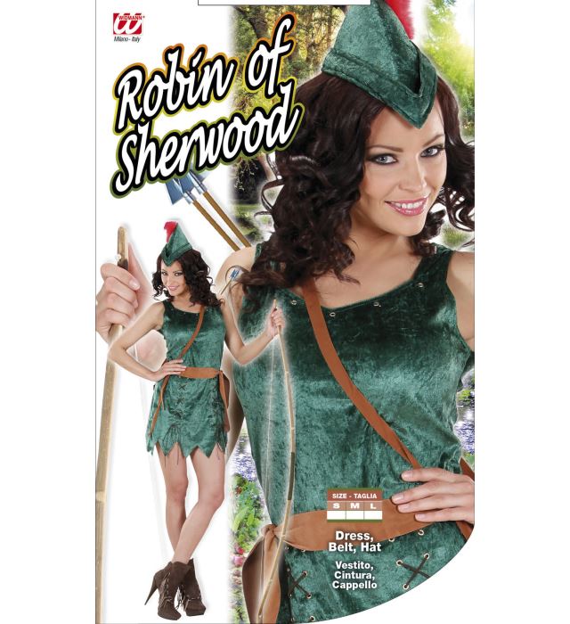 Robin of Sherwood Girl Kostüm bestehend aus Kleid, Gürtel und Hut