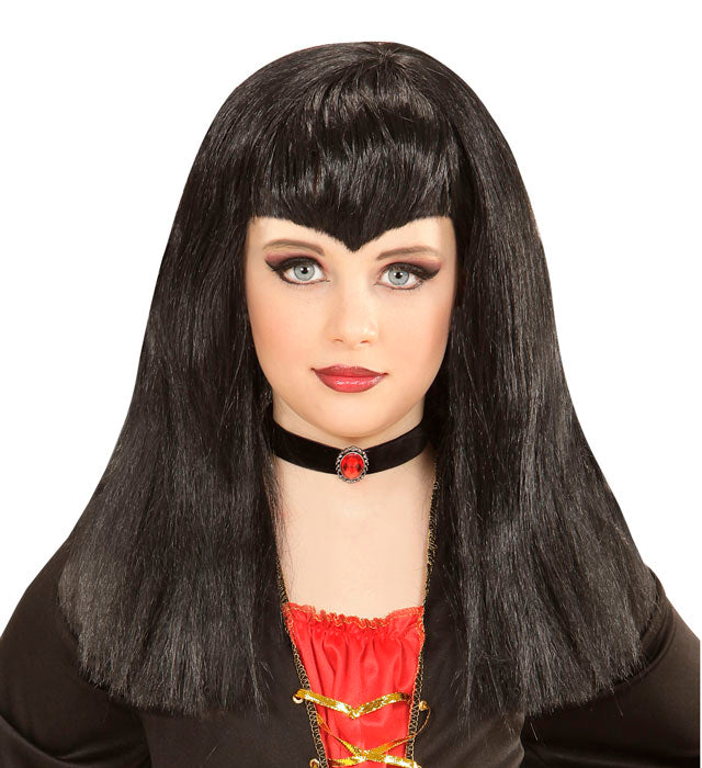 Schwarze Vampir-Perücke für Fasnacht und Halloween