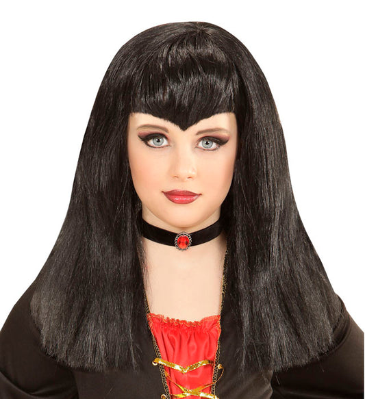 Schwarze Vampir-Perücke für Fasnacht und Halloween