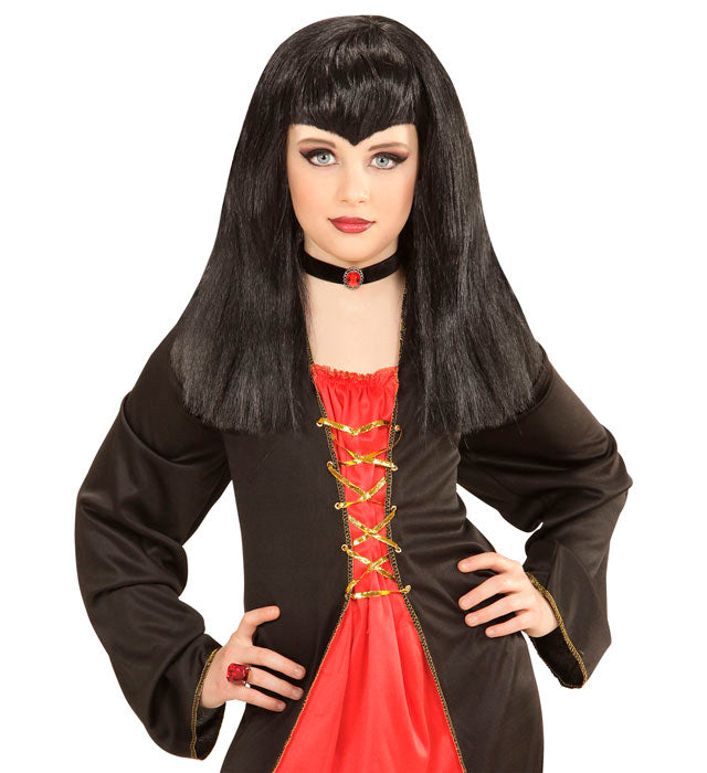 Schwarze Vampir-Perücke für Fasnacht und Halloween