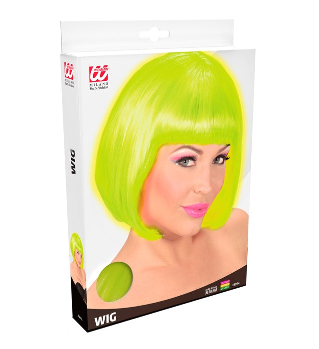 Neongelbe Perücke Valentina, ideal für Fasnacht und Karneval