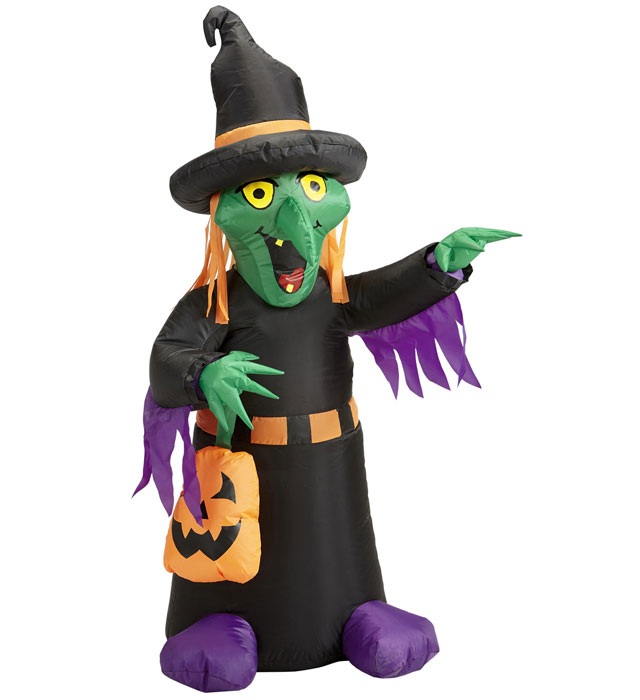Aufblasbare leuchtende Hexe 122 cm Halloween Dekoration