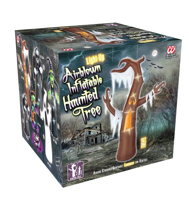 Aufblasbarer leuchtender Spukbaum 244 cm mit integriertem Gebläse in Halloween-Dekoration