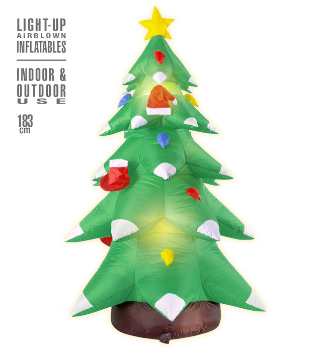 Aufblasbarer leuchtender Weihnachtsbaum 183 cm mit integriertem Gebläse und LED-Beleuchtung
