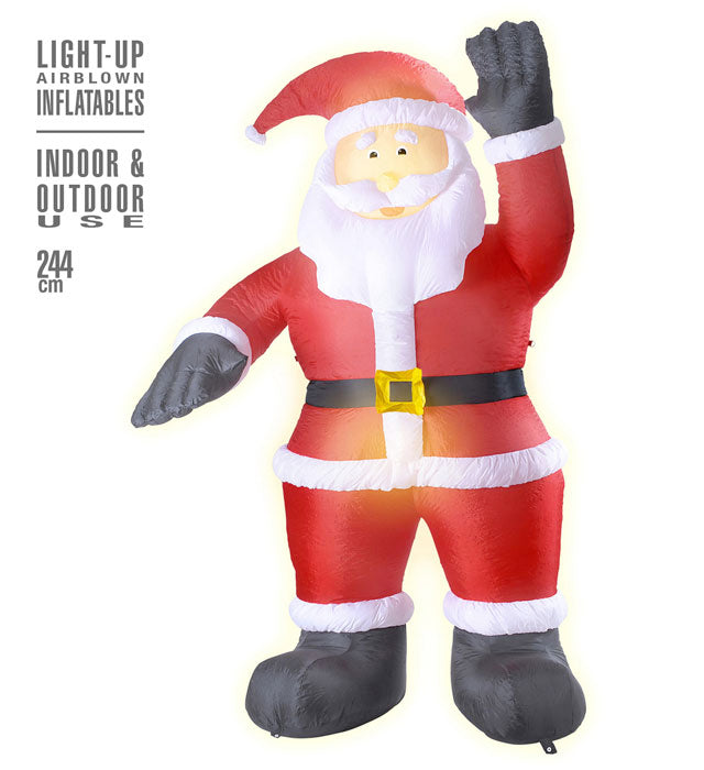 Aufblasbarer leuchtender Weihnachtsmann 244 cm als Weihnachtsdekoration